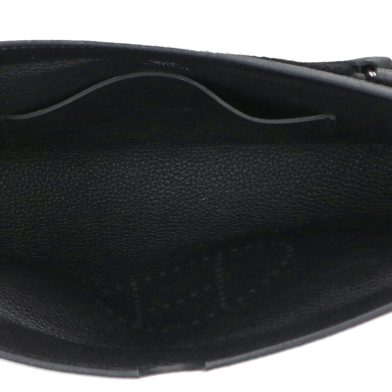 HERMES Vetopoche Leather Shoulder Bag Black Size ONE SIZE