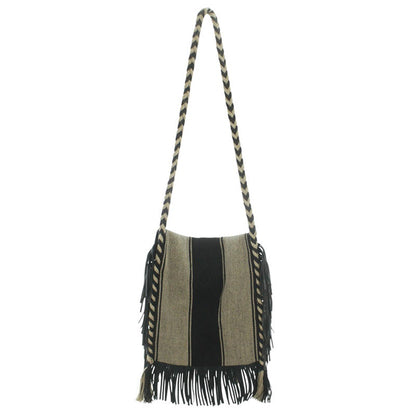 Saint Laurent Paris Leather Shoulder Bag Black x Beige One Size