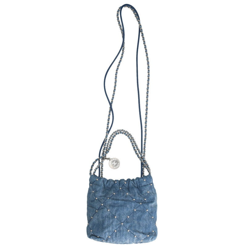 CHANEL AS3980 Chanel 22 Mini Denim Stud Chain Shoulder Bag
