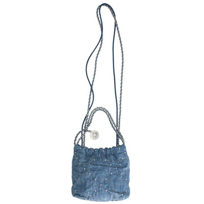 CHANEL AS3980 Chanel 22 Mini Denim Stud Chain Shoulder Bag