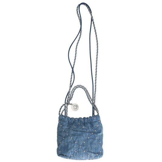 CHANEL AS3980 Chanel 22 Mini Denim Stud Chain Shoulder Bag