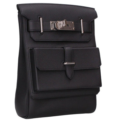 HERMES Accad PM Togo Noir Silver HW Shoulder