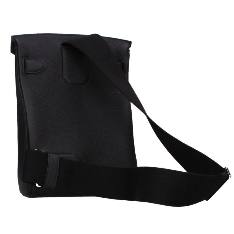 HERMES Accad PM Togo Noir Silver HW Shoulder