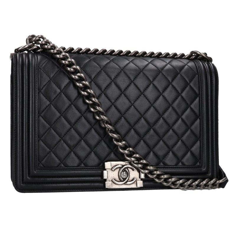 CHANEL Boy Chanel 28 Lambskin Chain Shoulder Bag Size 28