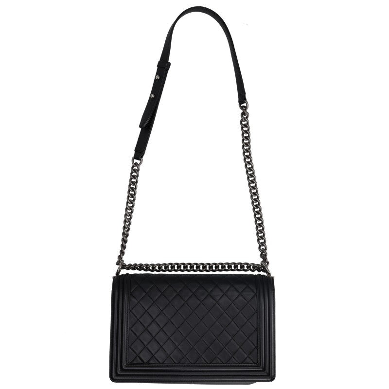 CHANEL Boy Chanel 28 Lambskin Chain Shoulder Bag Size 28