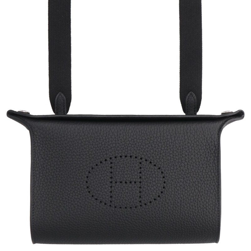 HERMES Black Vide Poche Togo Leather Shoulder Bag