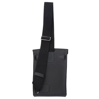 HERMES Akkad Togo Leather Silver Shoulder Bag Size PM