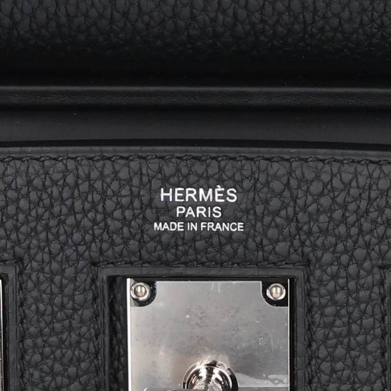 HERMES Akkad Togo Leather Silver Shoulder Bag Size PM