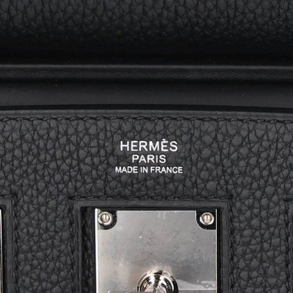 HERMES Akkad Togo Leather Silver Shoulder Bag Size PM