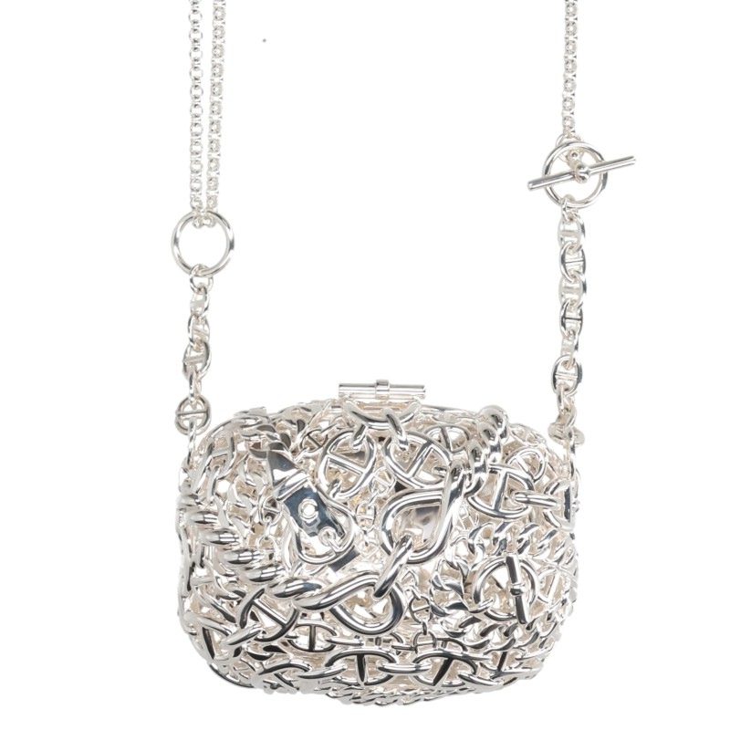 HERMES Sac Bijou Chaine d'Ancre Silver Chain Shoulder Bag