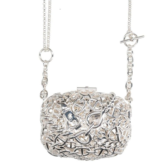 HERMES Sac Bijou Chaine d'Ancre Silver Chain Shoulder Bag
