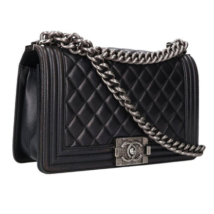 CHANEL Boy Chanel 25 Lambskin Chain Shoulder Bag