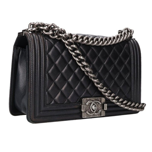 CHANEL Boy Chanel 25 Lambskin Chain Shoulder Bag