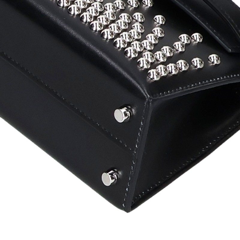 HERMES Mini Kelly 2 Cloute Box Calf Leather Bag Black