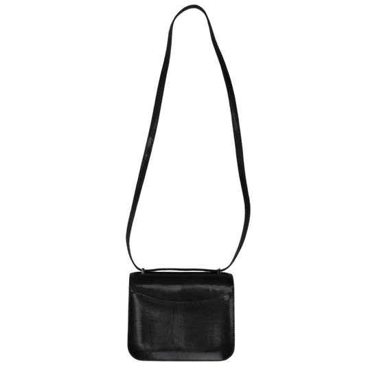 HERMES Constance Mini Lizard Leather Shoulder Bag Black