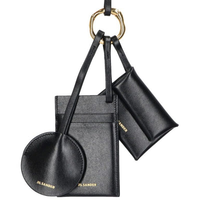 JIL SANDER Leather Card Case Multi Pouch Black Size ONE SIZE