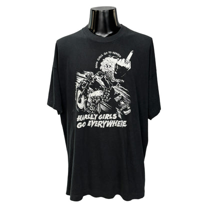 HARLEY GIRLS GO EVERYWHERE 90s Motorcycle T-Shirt Size XL