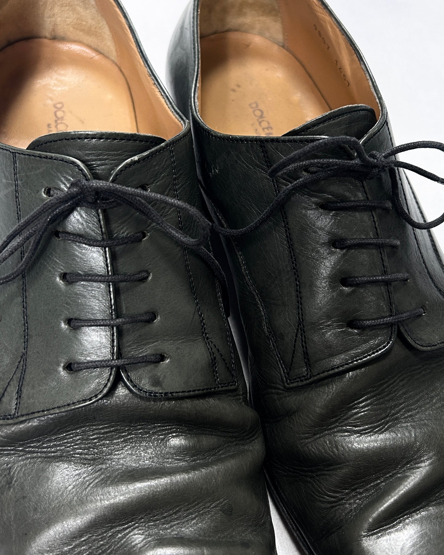 Dolce & Gabbana Plain Toe Leather Derby Shoes Black Size 13