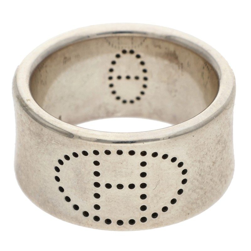 HERMES Eclipse Ruban Sterling Silver Ring Size ONE SIZE