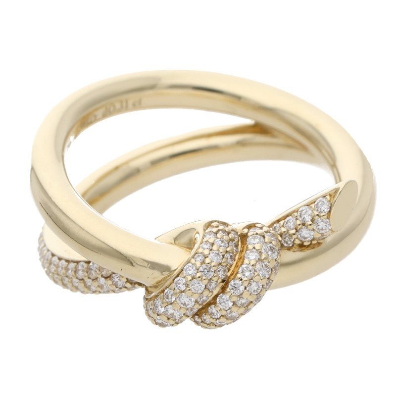 TIFFANY&Co. Knot K18YG Double Row Diamond Ring Size ONE SIZE