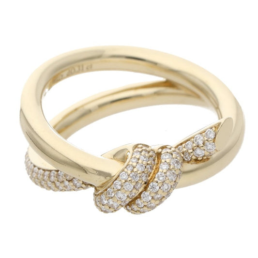TIFFANY&Co. Knot K18YG Double Row Diamond Ring Size ONE SIZE