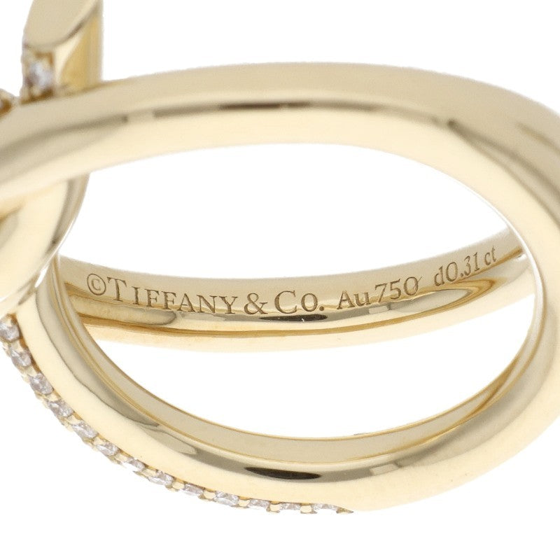 TIFFANY&Co. Knot K18YG Double Row Diamond Ring Size ONE SIZE