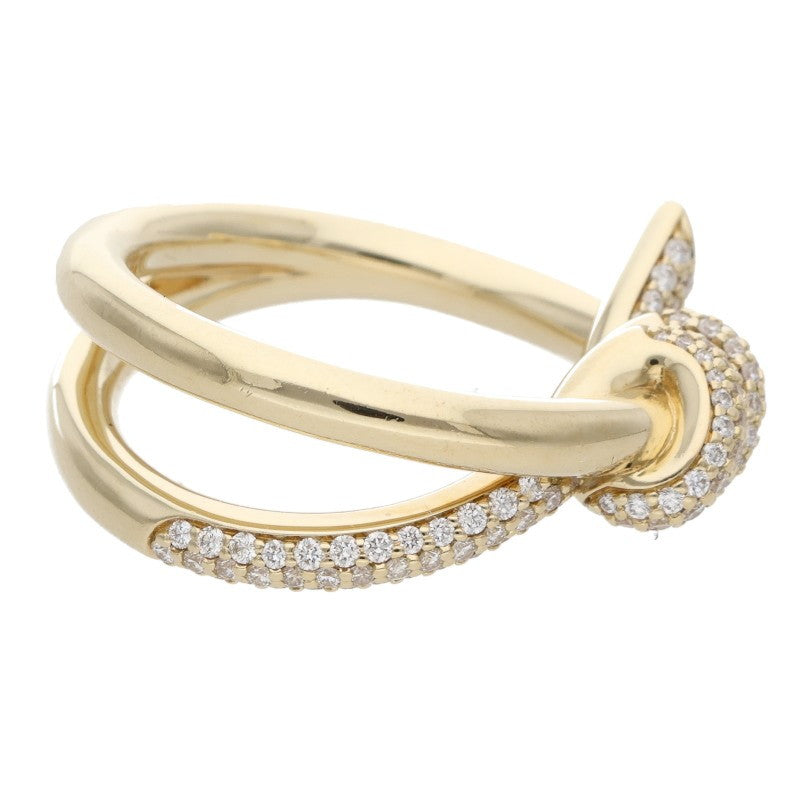 TIFFANY&Co. Knot K18YG Double Row Diamond Ring Size ONE SIZE