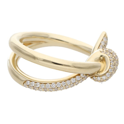 TIFFANY&Co. Knot K18YG Double Row Diamond Ring Size ONE SIZE