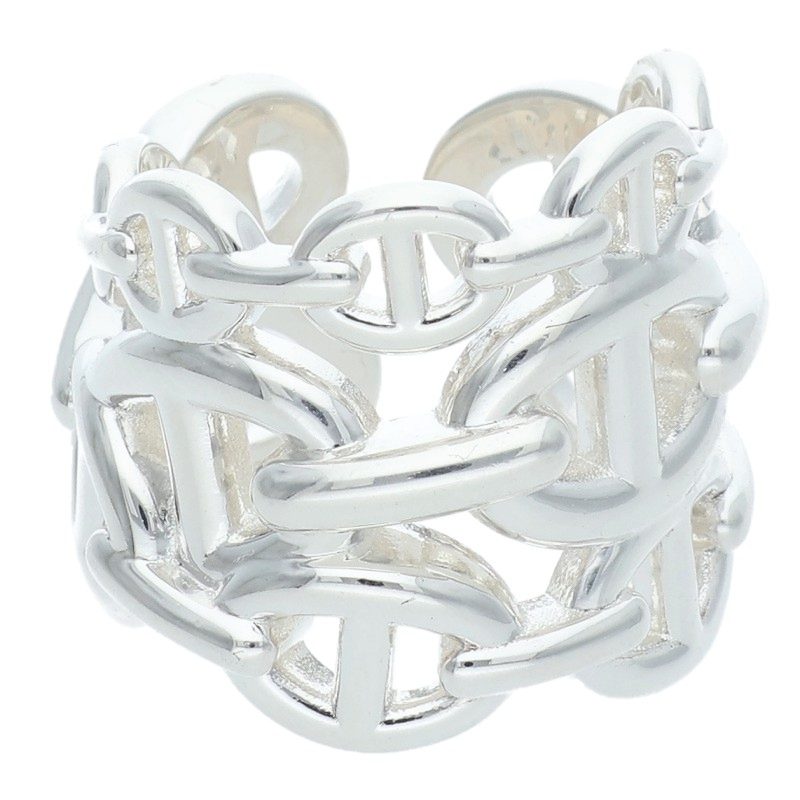 HERMES Chaine d'Ancre Enchainee GM Silver Ring Size ONE SIZE