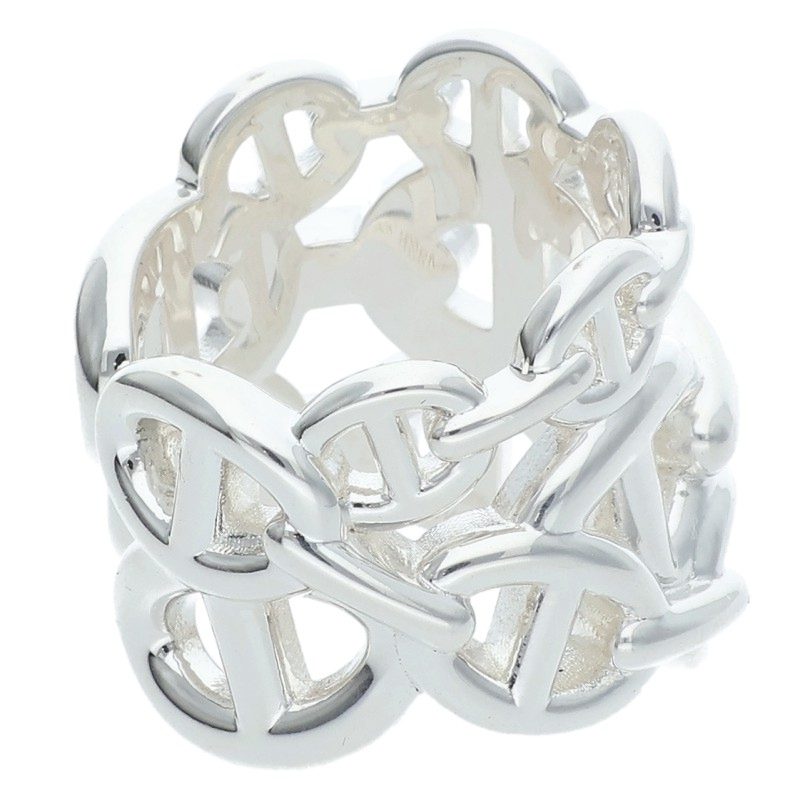 HERMES Chaine d'Ancre Enchainee GM Silver Ring Size ONE SIZE