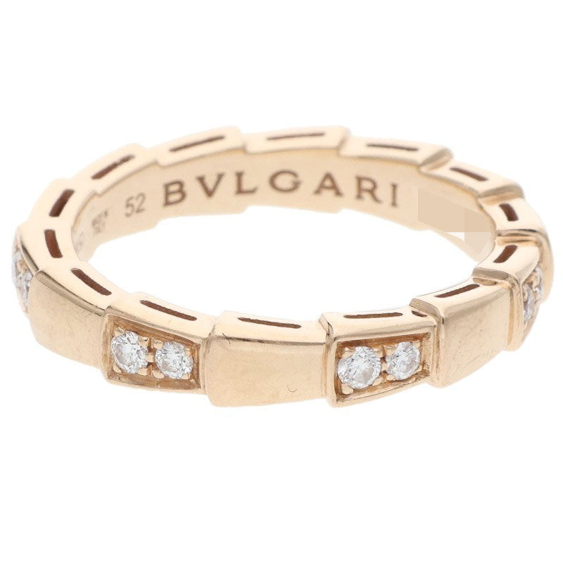 BVLGARI Serpenti Viper 18K Pink Gold Diamond Ring Size 52