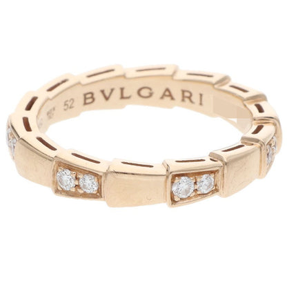 BVLGARI Serpenti Viper 18K Pink Gold Diamond Ring Size 52