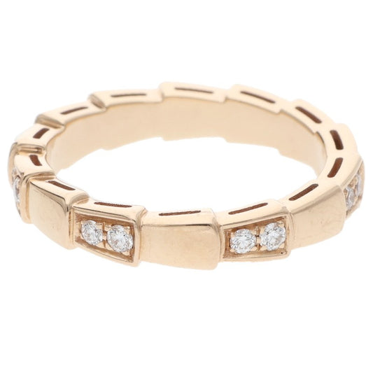 BVLGARI Serpenti Viper 18K Pink Gold Diamond Ring Size 52