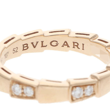 BVLGARI Serpenti Viper 18K Pink Gold Diamond Ring Size 52