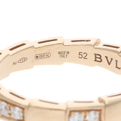 BVLGARI Serpenti Viper 18K Pink Gold Diamond Ring Size 52