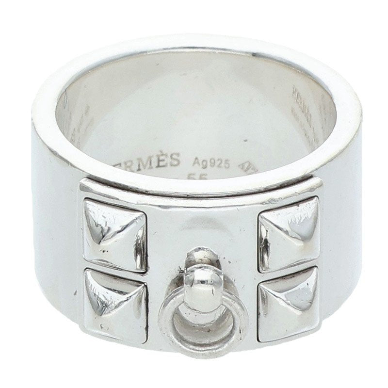 HERMES Collier de Chien GM Silver Ring Size 55