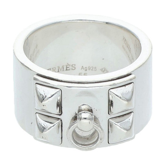 HERMES Collier de Chien GM Silver Ring Size 55