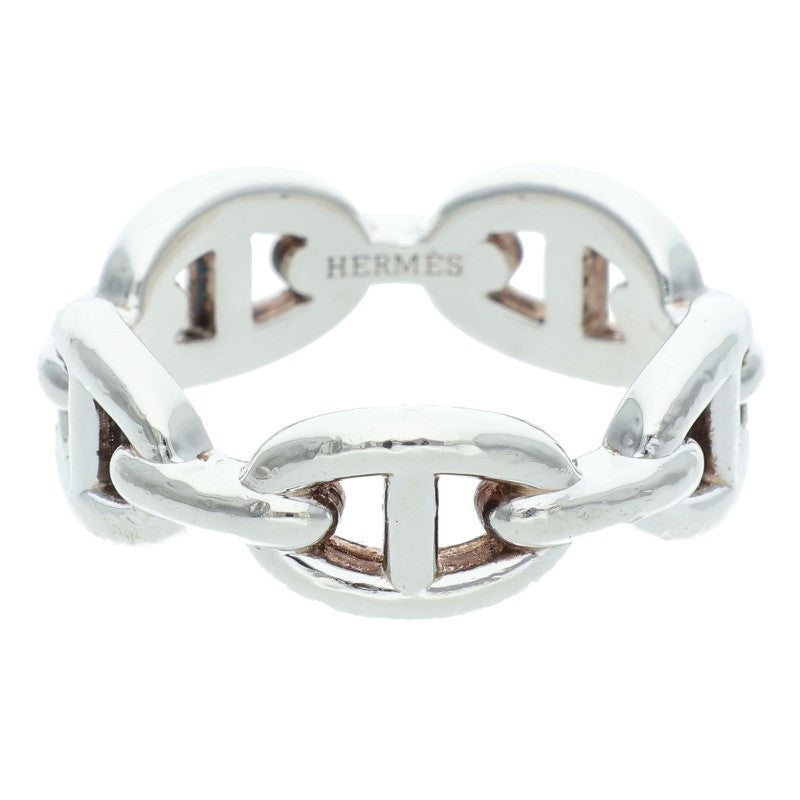 HERMES Chaine d'Ancre Enchainee PM Silver Ring Size 59