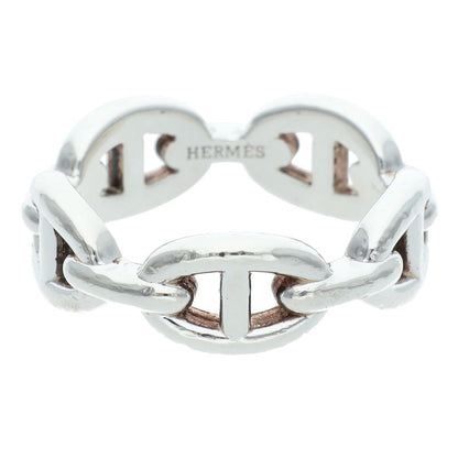 HERMES Chaine d'Ancre Enchainee PM Silver Ring Size 59