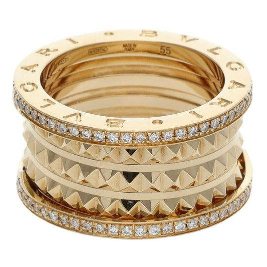 BVLGARI B-Zero1 Lock 4-Band K18YG Diamond Ring Size JP 14