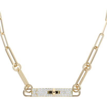 HERMES Kelly K18PG Diamond Chain Necklace Size ONE SIZE