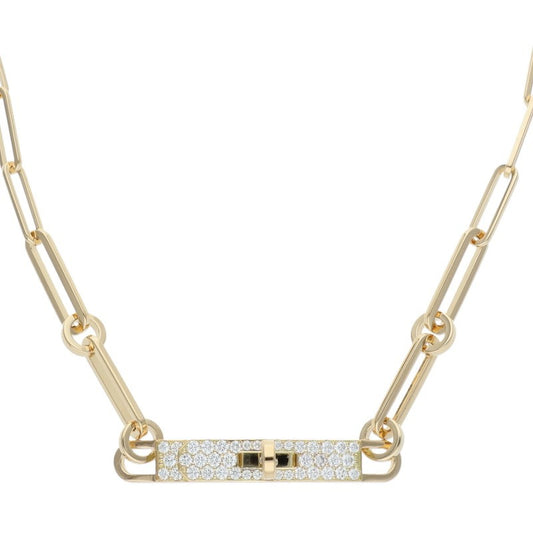 HERMES Kelly K18PG Diamond Chain Necklace Size ONE SIZE