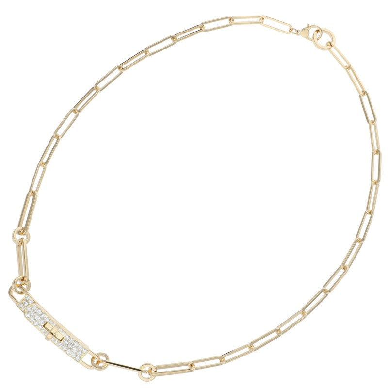 HERMES Kelly K18PG Diamond Chain Necklace Size ONE SIZE