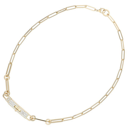 HERMES Kelly K18PG Diamond Chain Necklace Size ONE SIZE