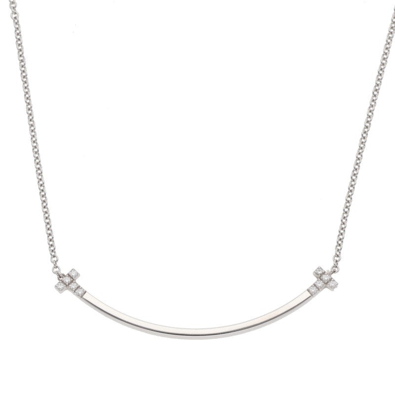 TIFFANY&Co. T Smile K18WG Diamond Necklace Size ONE SIZE