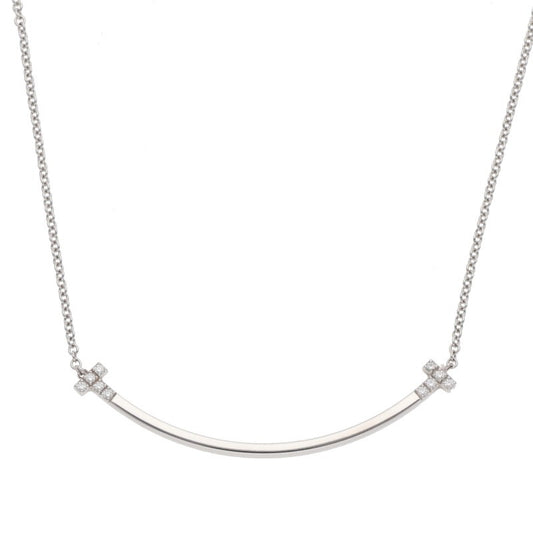 TIFFANY&Co. T Smile K18WG Diamond Necklace Size ONE SIZE