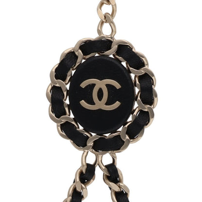 CHANEL Leather & Chain Link Necklace Size ONE SIZE
