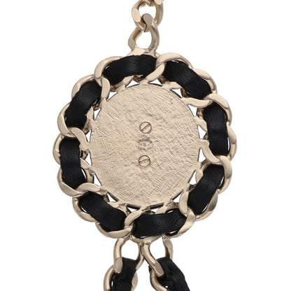 CHANEL Leather & Chain Link Necklace Size ONE SIZE