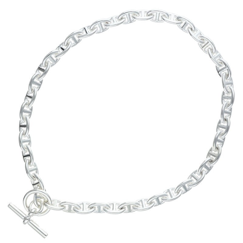 HERMES Chaine d'Ancre Silver Choker Necklace Size PM