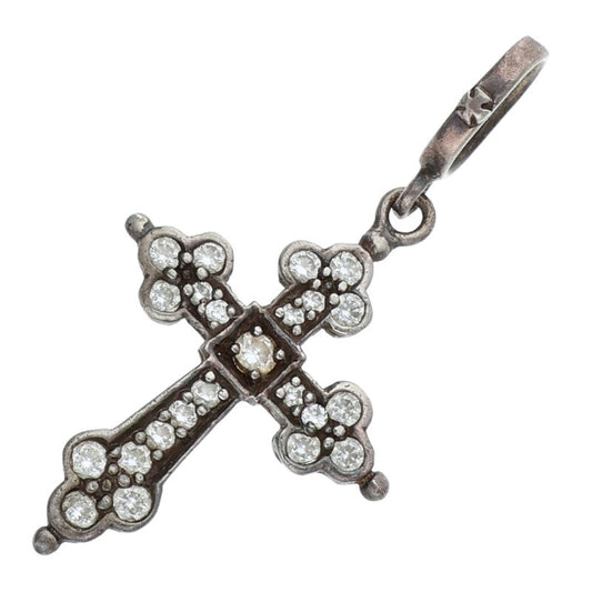 Loree Rodkin Medium Gothic Cross Pendant Silver Clear